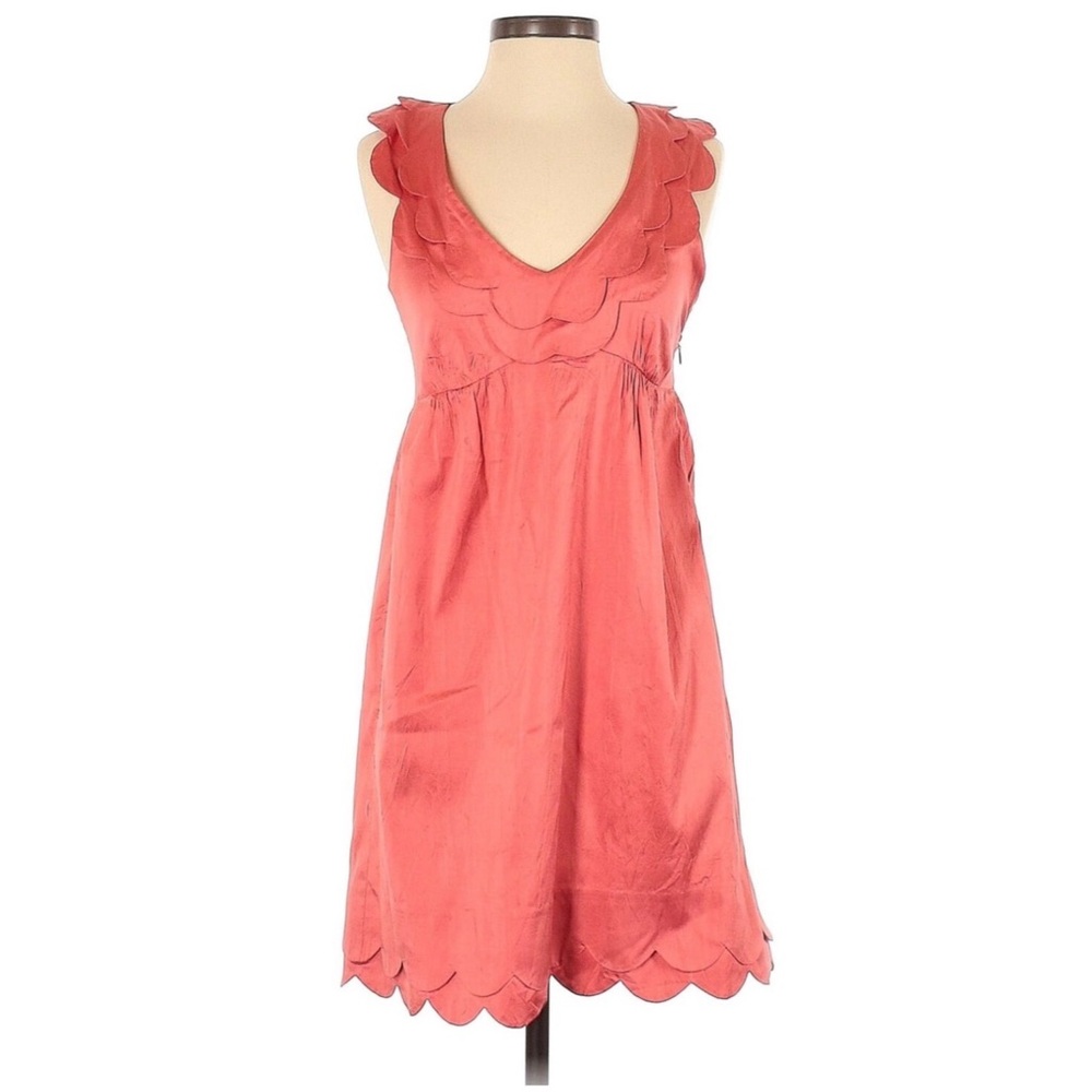 Calypso St. Barth Women’s Sz S Pink Silk Dress Scallop Hem Sleeveless Pockets